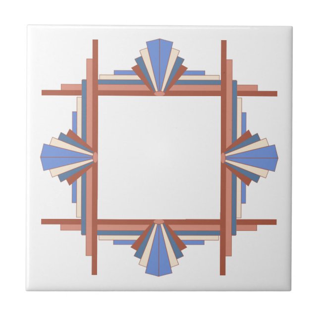 Art Deko Elemente in Rose Gold & Blau Fliese (Vorderseite)