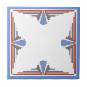 Art Deko Elemente in Rose Gold & Blau Fliese