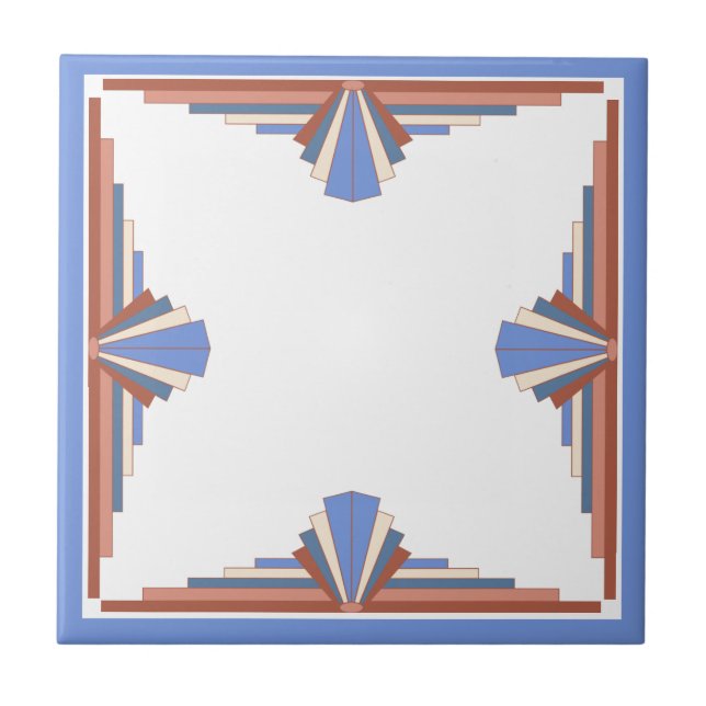 Art Deko Elemente in Rose Gold & Blau Fliese (Vorderseite)
