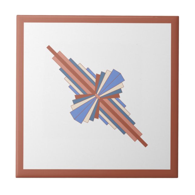 Art Deko Elemente in Rose Gold & Blau Fliese (Vorderseite)