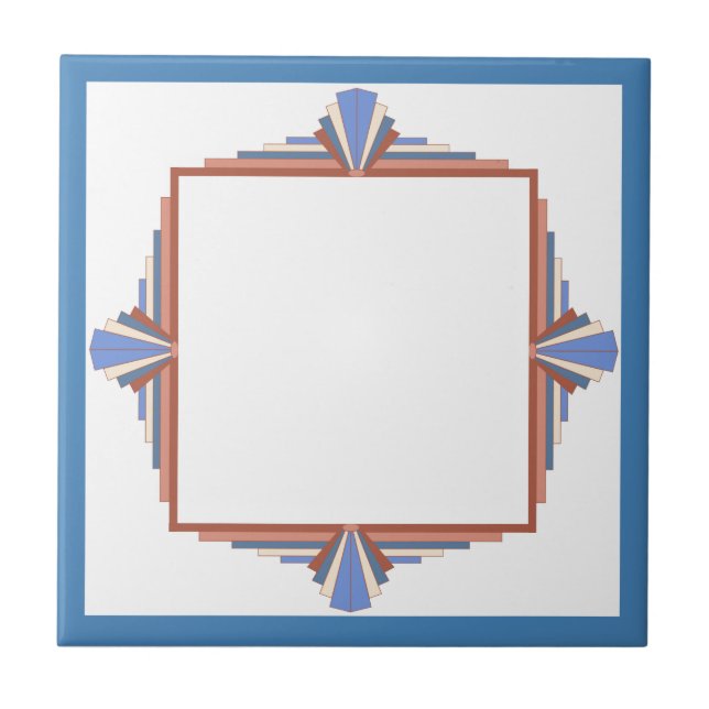 Art Deko Elemente in Rose Gold & Blau Fliese (Vorderseite)
