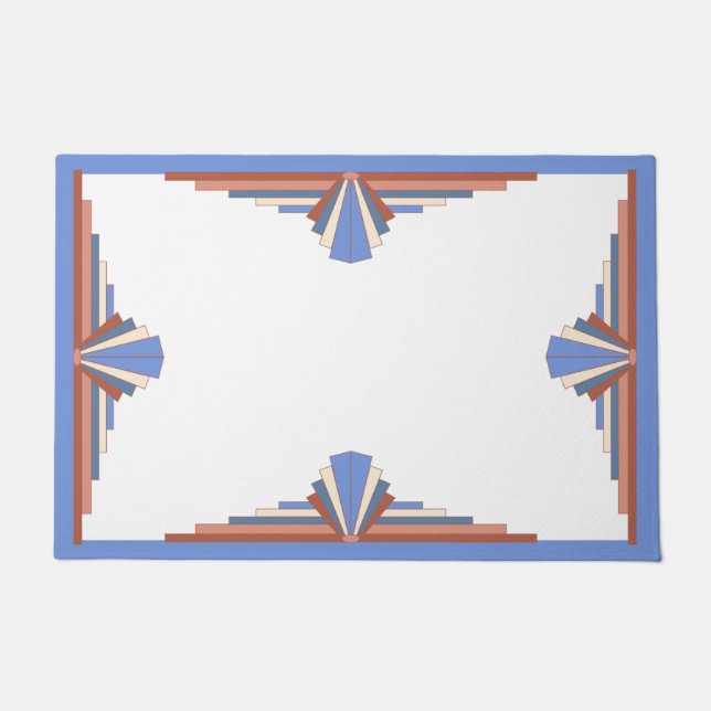 Art Deko Elemente in Rose Gold & Blau Fußmatte (Vorderseite)