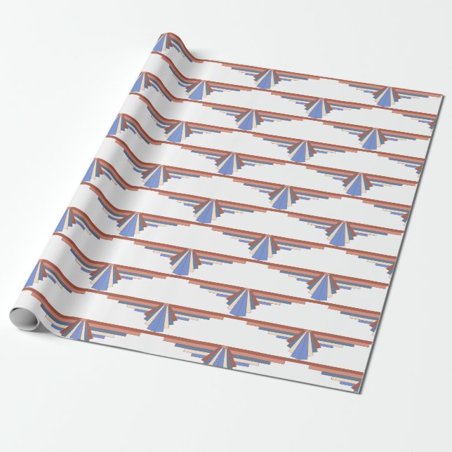 Art Deko Elemente in Rose Gold & Blau Geschenkpapier (Ungerollt)