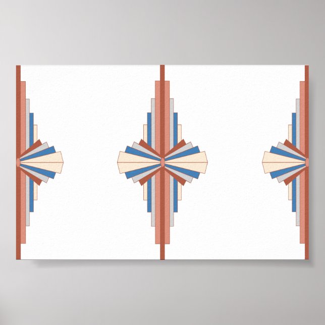 Art Deko Elemente in Rose Gold, Braun & Blau (Vorne)