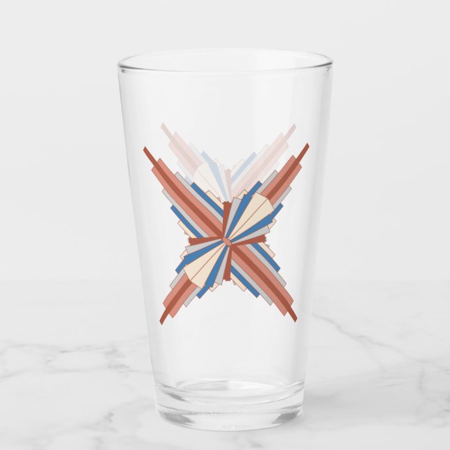 Art Deko Elemente in Rose Gold, Braun & Blau Glas (Vorderseite)