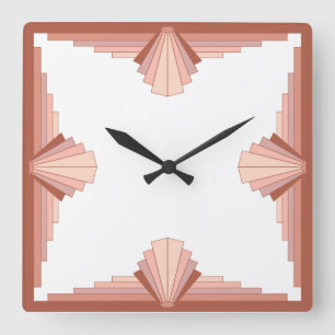Art Deko Elemente in voller Rose Gold08 Quadratische Wanduhr