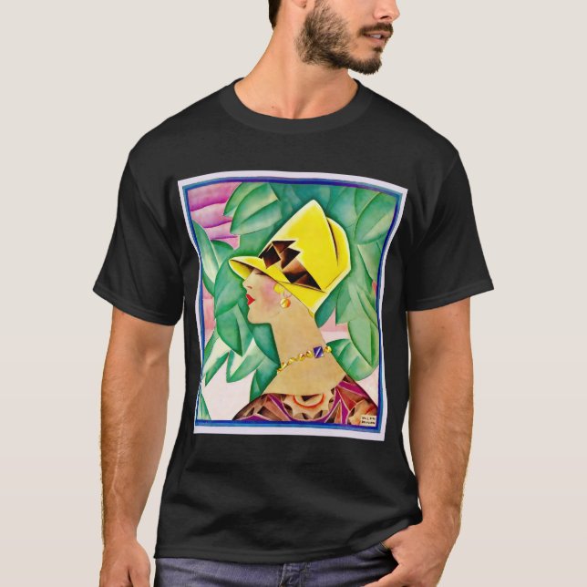 Art Deko Frauenportrait T-Shirt (Vorderseite)