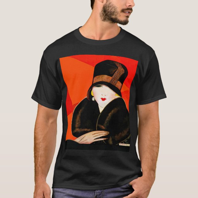 Art Deko Frauenportrait T-Shirt (Vorderseite)