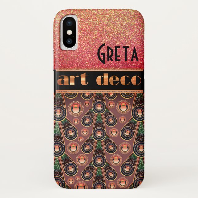 Art Deko Glitzer sieht rosa goldgrün aus Case-Mate iPhone Hülle (Rückseite)