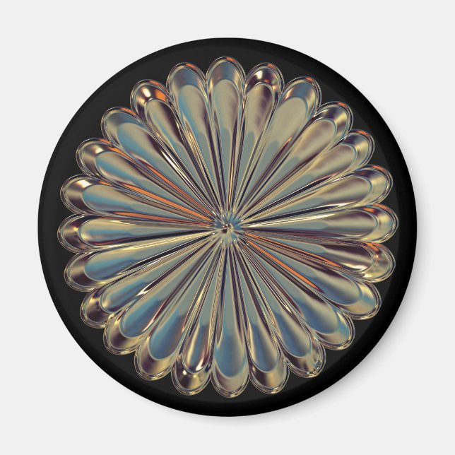 Art Deko Gold Fan Muschel Blume Metallische Optik Magnet (Vorne)