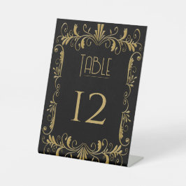 Art Deko gold Schwarz Hochzeitseinladung Sockelschild