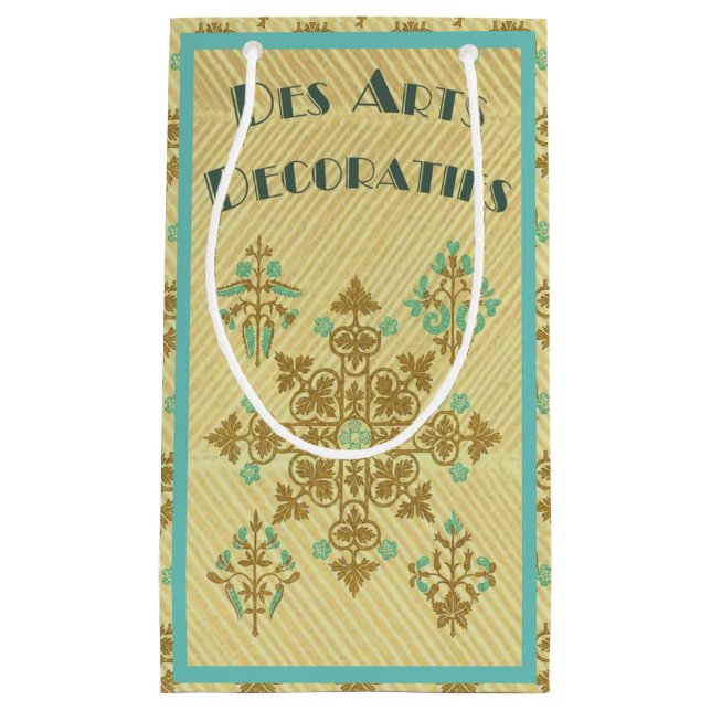 Art Deko Gold und aquamarine französische Dekorati Kleine Geschenktüte (Vorderseite)