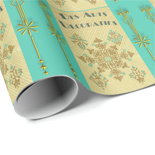 Art Deko Gold und aquamarines Französisch Geschenkpapier
