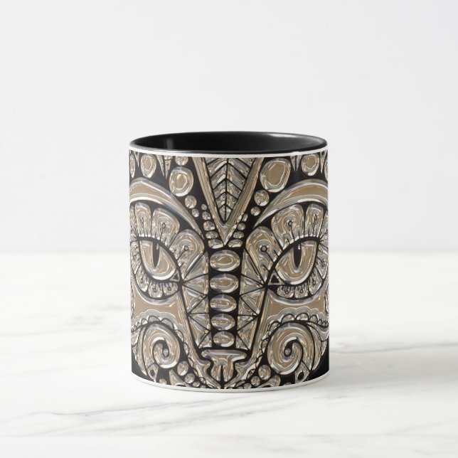 Art Deko Gold und schwarze ägyptische Katze Tasse (Zentrum)