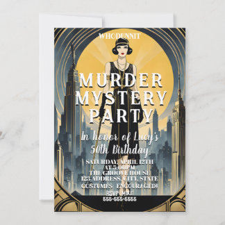 Art Deko große Gatsby-Krimi-Mord Einladung