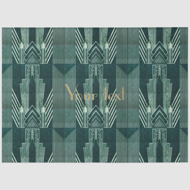 Art Deko, grün, schwarz, muster, art nouveau, Vint Seidenpapier (Vorderseite)
