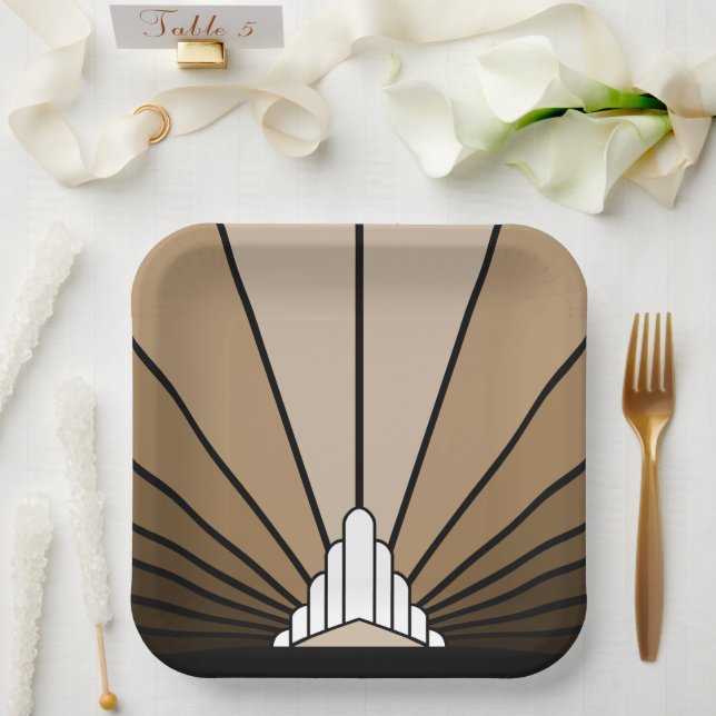 Art Deko in Papierplatte Pappteller (Hochzeit)