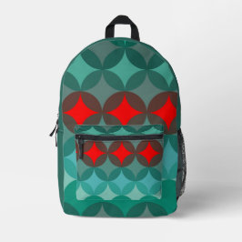Art Deko inspiriert aquamarin und rot abstrakt Bedruckter Rucksack