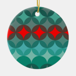 Art Deko inspiriert aquamarin und rot abstrakt Keramik Ornament