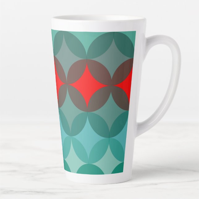 Art Deko inspiriert aquamarin und rot abstrakt Milchtasse (Rechts)