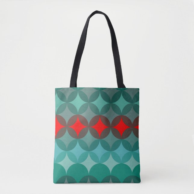 Art Deko inspiriert aquamarin und rot abstrakt Tasche (Vorderseite)