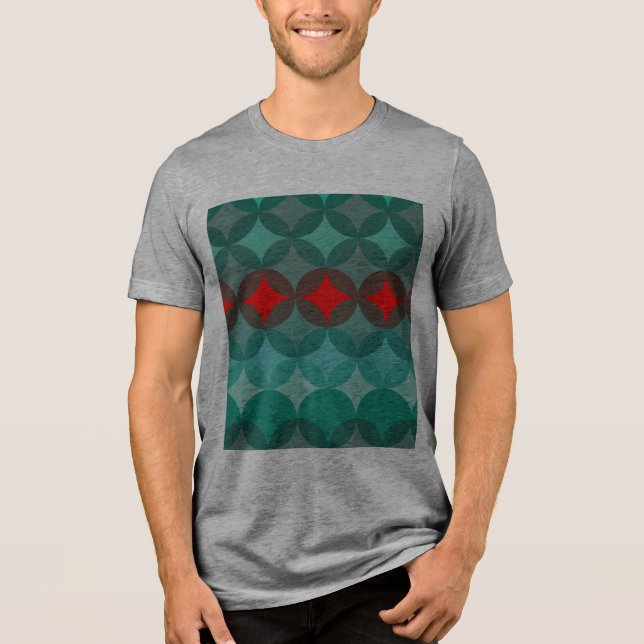 Art Deko inspiriert aquamarin und rot abstrakt Tri-Blend Shirt (Vorderseite)
