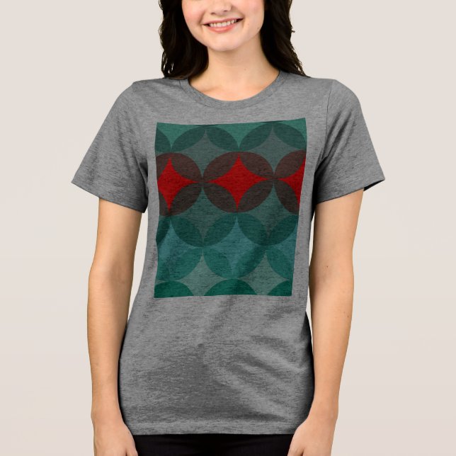 Art Deko inspiriert aquamarin und rot abstrakt Tri-Blend Shirt (Vorderseite)