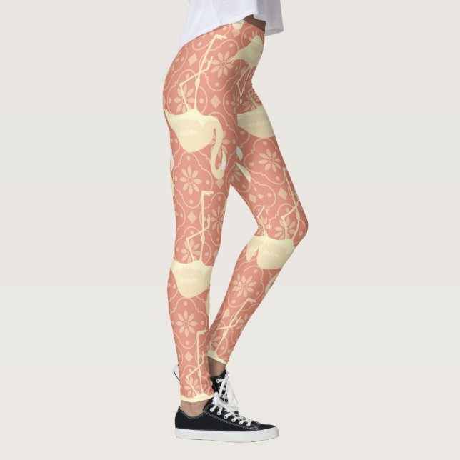 Art Deko inspiriert Flamingo melon farbig Leggings (Rechts)