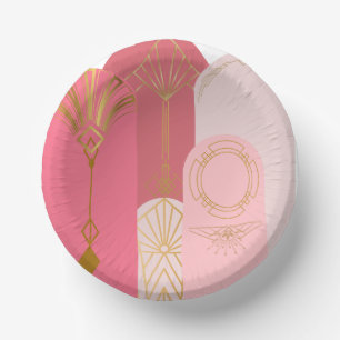 Art-Deko Inspiriert Rosa Farbtöne senden Gold Pappteller