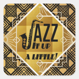 Art Deko Jazz Saxophon Black Gold Musik Quadratischer Aufkleber