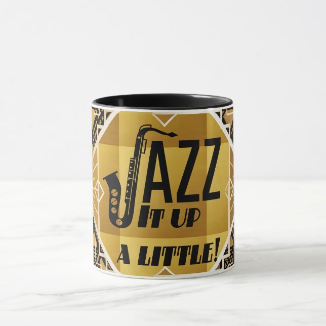 Art Deko Jazz Saxophon Black Gold Musik Tasse (Zentrum)