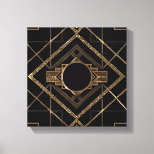 Art Deko, Jugendstil, Vintag, schwarz, gold, chic, Leinwanddruck
