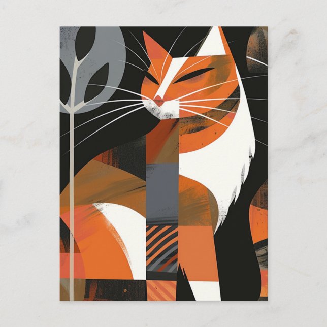 Art Deko Katzenfett Postkarte (Vorderseite)