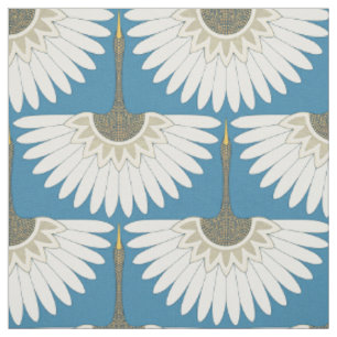 Art Deko Krane blau Stoff