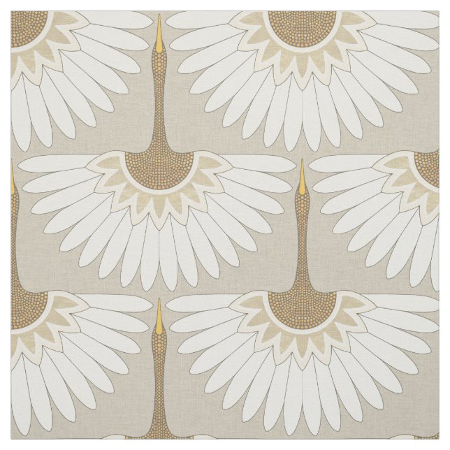 Art Deko Kranichbeige Stoff (Muster)