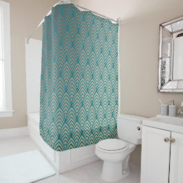 Art Deko, Lüftermuster, aquamarin, weiß, Lüftermus Duschvorhang