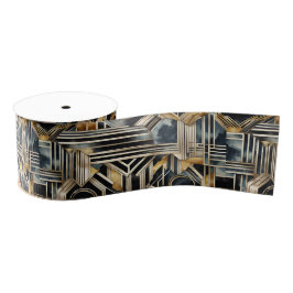 Art-Deko Marmor Schwarz und Gold Jazzy Geometric Ripsband