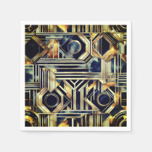Art-Deko Marmor Schwarz und Gold Jazzy Geometric