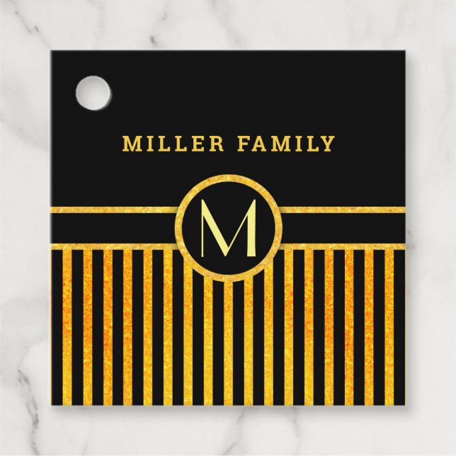 Art Deko Monogram Geschenkanhänger (Vorderseite)