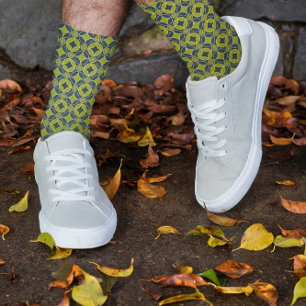 Art Deko Muster in Oliven und Schwarz Socken