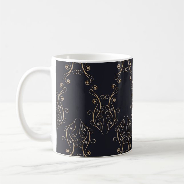 Art Deko nahtlos. Vintager Hintergrund mit Kaffeetasse (Links)