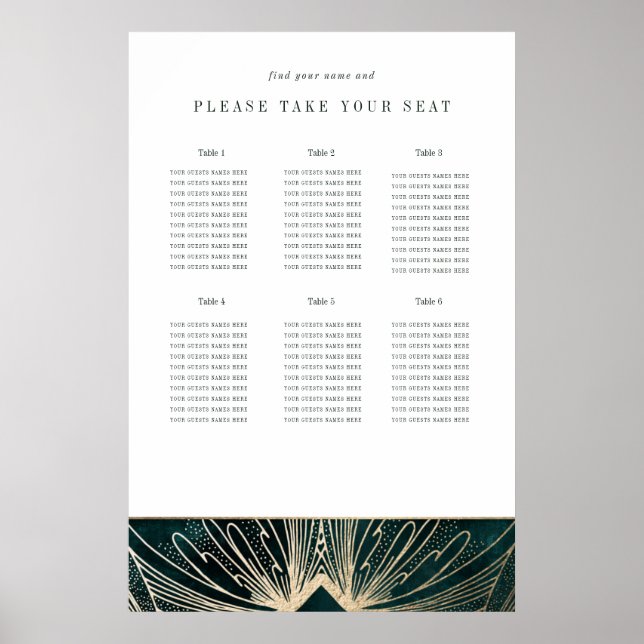 Art Deko Poster Emerald Green und Gold (Vorne)