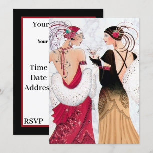 Art Deko Retro-Jahrgang Weihnachten Damen Party Einladung