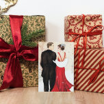 Art Deko Retro Vintag Couple Christmas Mitteilungskarte<br><div class="desc">Art Deko Retro Vintage Couple Weihnachtskarte</div>