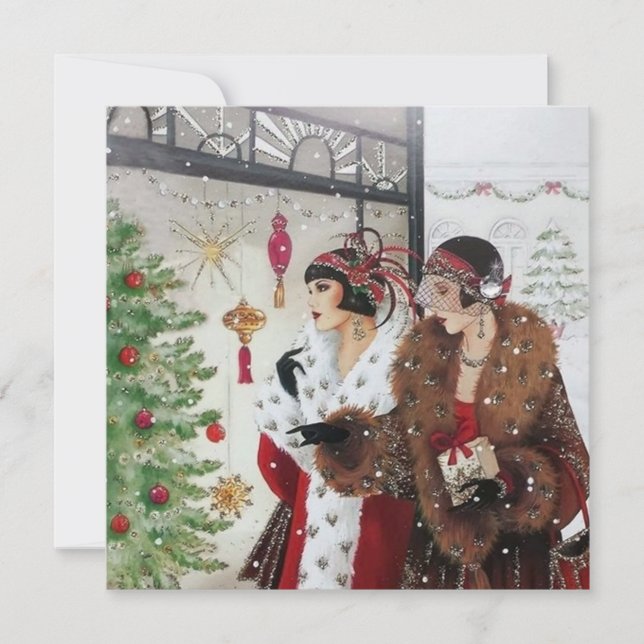 art Deko Retro Vintage Damen Weihnachten (Vorderseite)