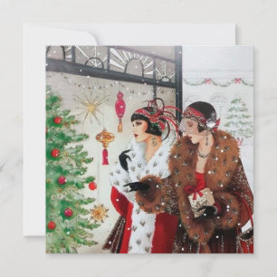 art Deko Retro Vintage Damen Weihnachten
