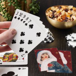 Art Deko Retro Weihnachtsfrau Spielkarten