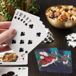 Art Deko Retro Weihnachtsfrau Spielkarten