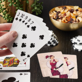 Art Deko Retro Weihnachtsfrau Spielkarten