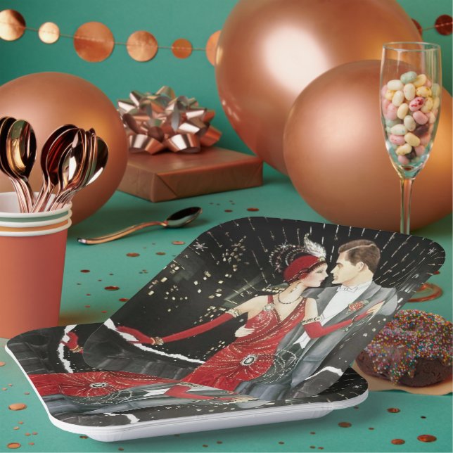 art Deko Retro Weihnachtsgeschenk Party Pappteller (Multi)